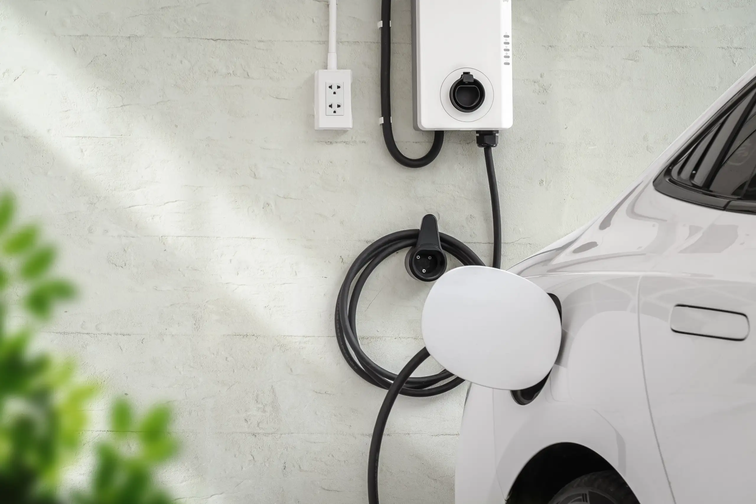 Punto de carga de vehículo eléctrico en pared